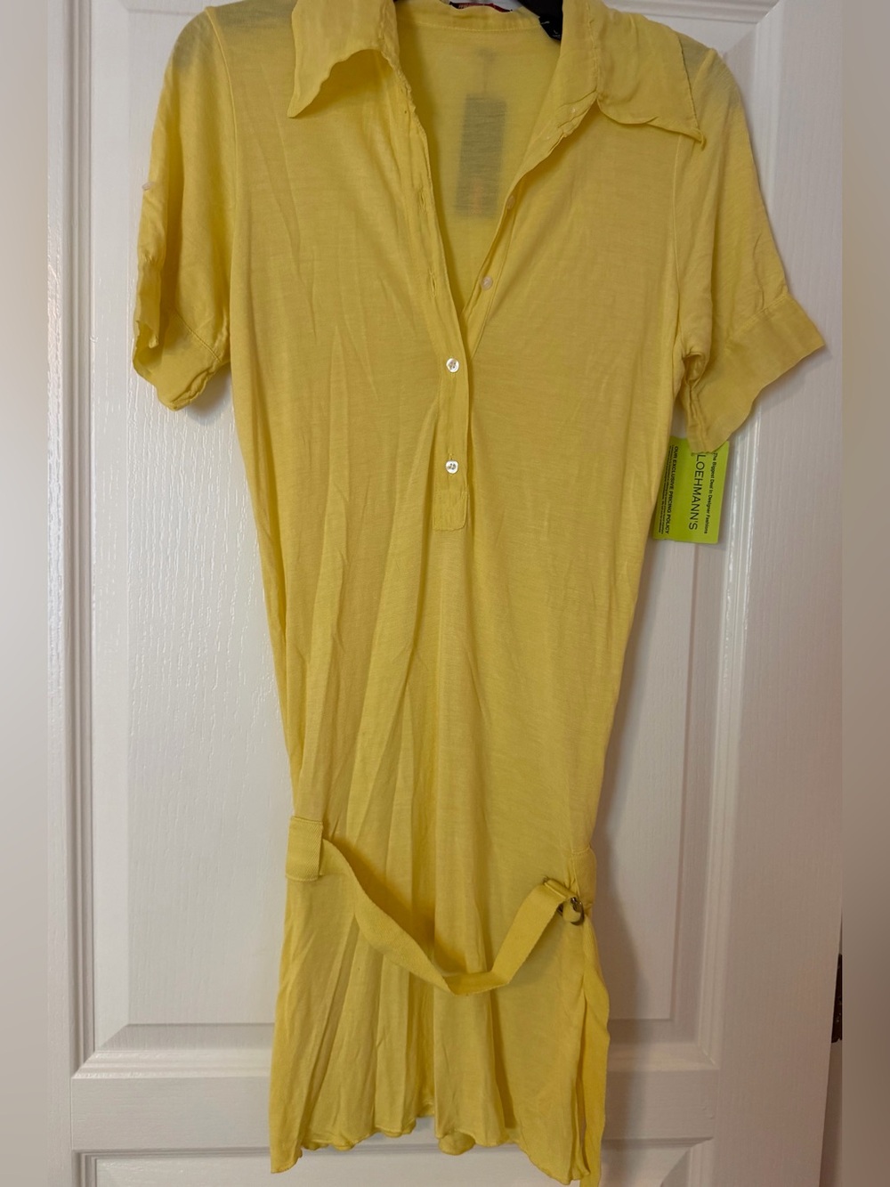Yellow Report Shirt/Dress with Belt, size L